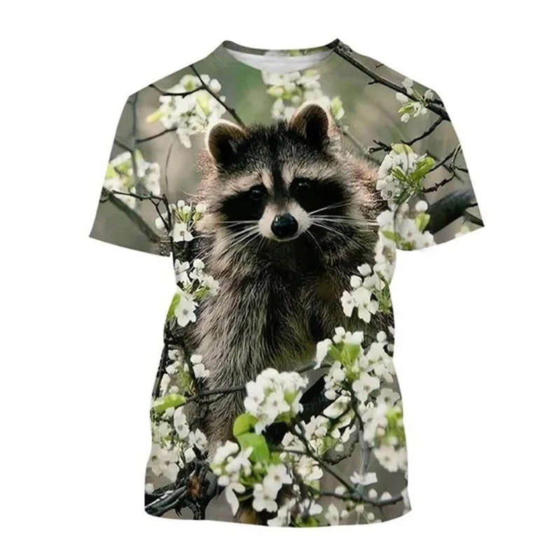 Animal Raccoon 3D Print T-Shirts Men Women Casual Fashion Streetwear Oversized Short Sleeve T Shirt Kids Tees Tops Man Clothing