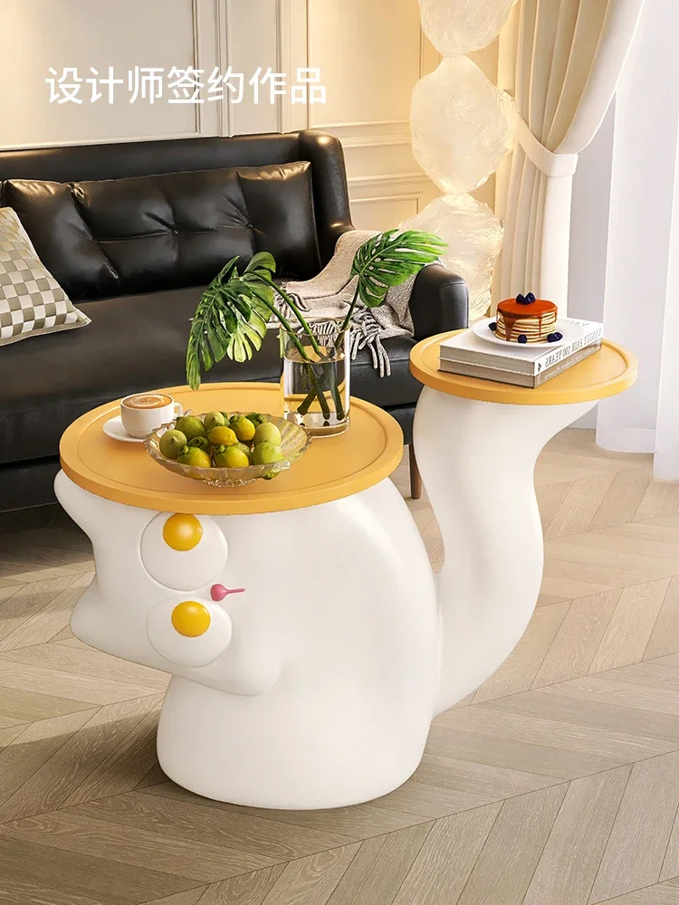 Cartoon Cat Statue Coffee Tables,Luxury,Living Room Sofa Edge Decor Side Table,Removable Table,Side Bed Tables,Wooden Tabletop