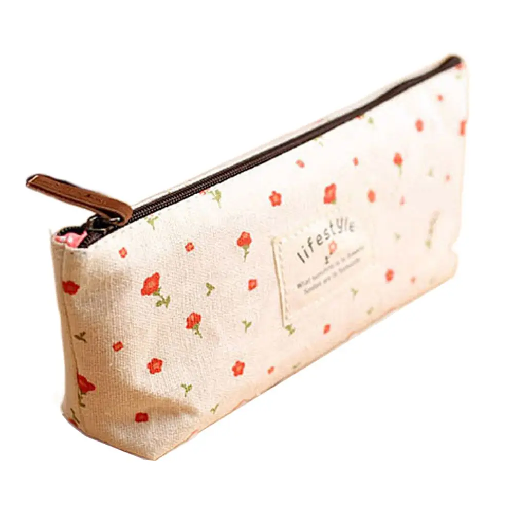 

School Supplies Cute Floral Flower Makeup Bag Fabric Cosmetic Bag Pencil Case Pen Bags Pencil Bag Zipper Pouch