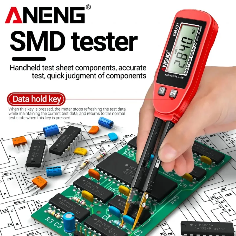

ANENG GN701 Smart SMD Tester 3000 Counts Multimeter Handheld Patch Test Resistance Capacitance Continuity Diode Test Meter Tools