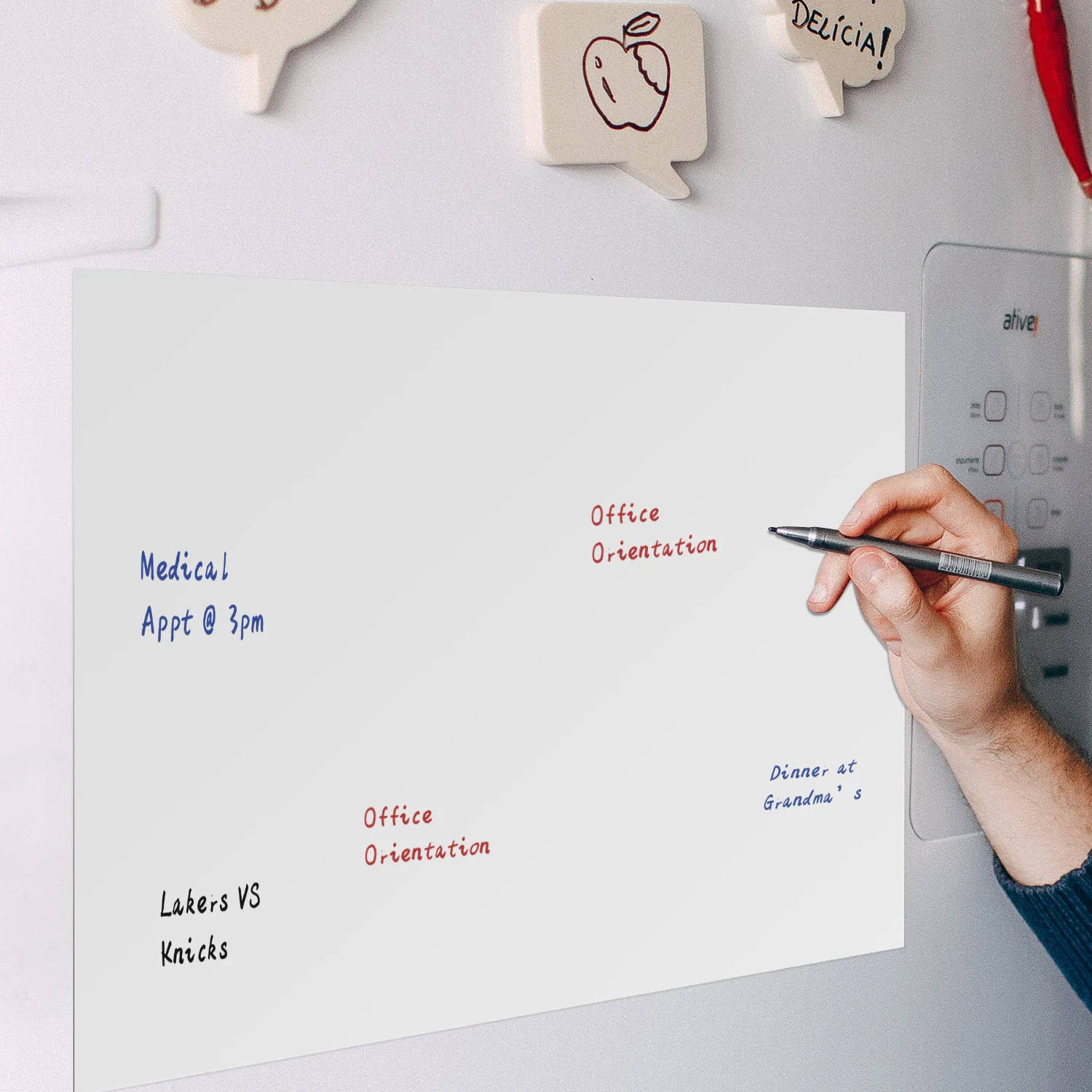 30x40cm Reusable Magnetic Whiteboard Sticker for Fridge Office Wall DIY Memo Planner Dry Erase Calendar Organizer