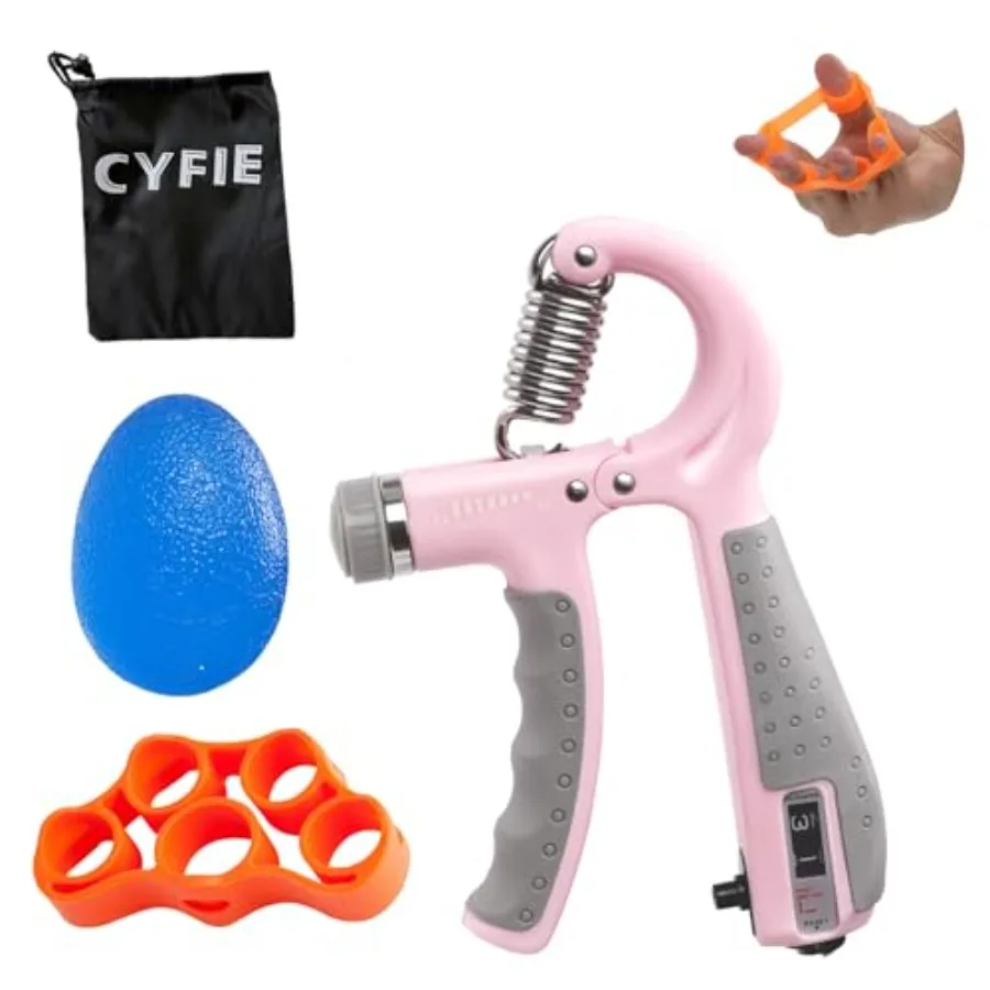 

Тренажер для развития силы хвата CYFIE с регулируемым сопротивлением 10-132 фунтов, тренажер для предплечий, растяжитель для пальцев, антистрессовый мяч, тренажер для предплечий