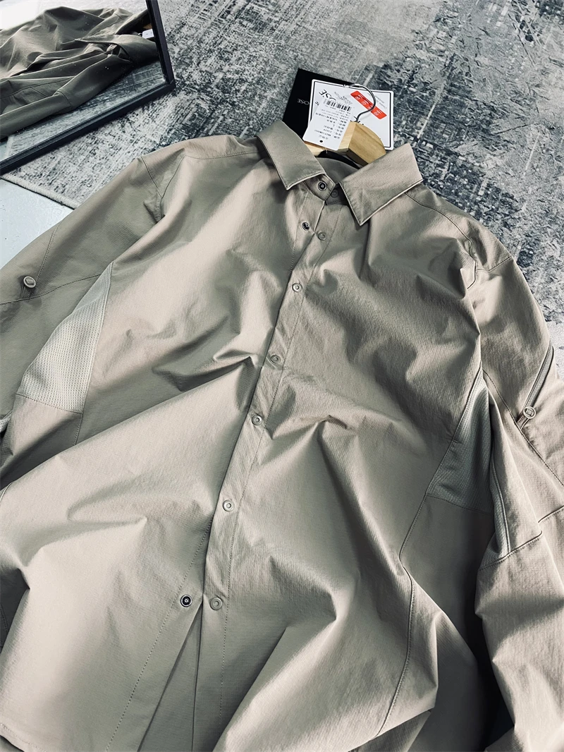 Quick Dry Breathable Men's Long Sleeve Casual Shirt Outdoor Water Resistant Tear Proof Spring Autumn Wear Comfortable Fit