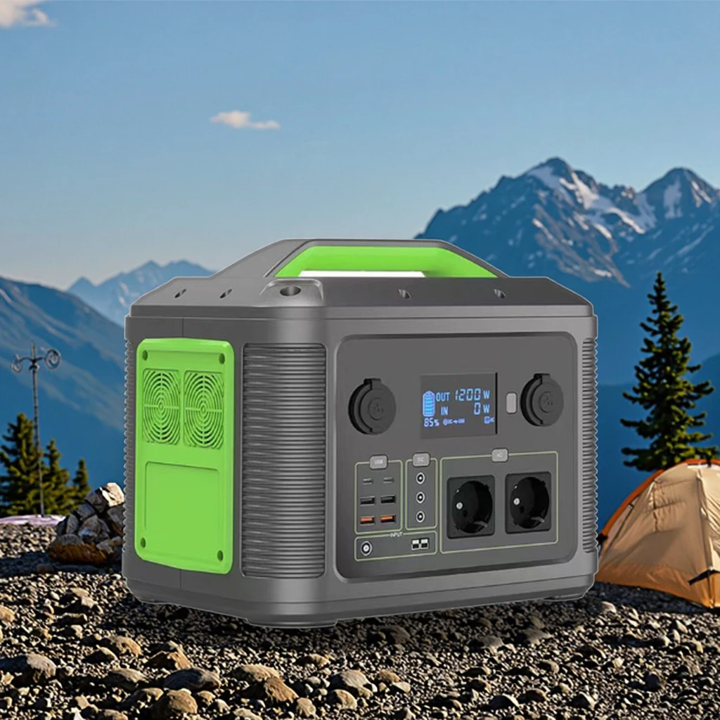 Portable Power Bank Station 1200W Portable Power Station 220V/110V Lithium-Ion Solar Generator MPPT Flashlight for Outdoor
