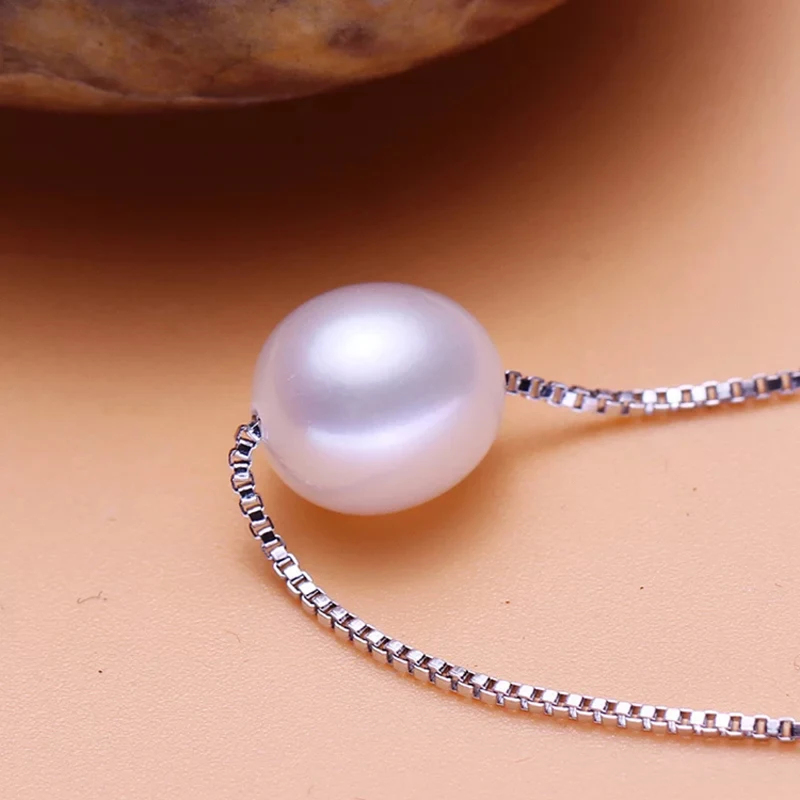 Real 925 Silver Black Pearl Pendants For Women,freshwater Natural Pearl Necklace Bridesmaid Girls Wedding