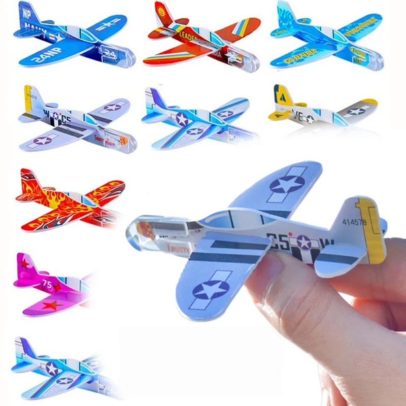 10 Stücke Mini DIY Schaum Flugzeug Segelflugzeuge Hand Werfen Fliegen Spiel Kinder Party Gefälligkeiten Outdoor Starten Kämpfer Spielzeug für Kinder – Detail 4