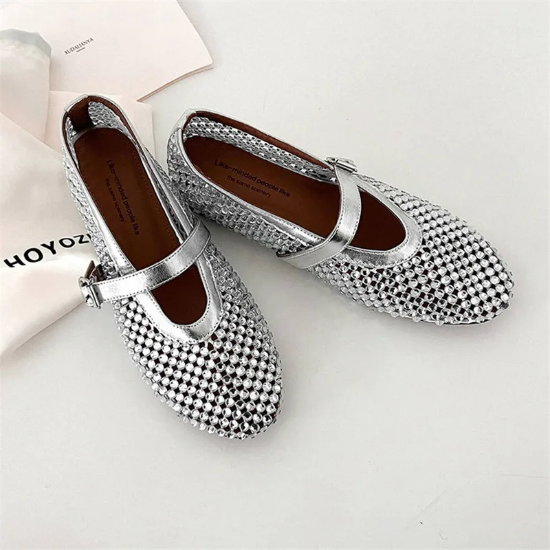 New Summer Sandals Handmade Women Pumps Shoes for Women Fashion Hollow Out Round Toe Internal Elevation Mary Jane Shoes Ladies