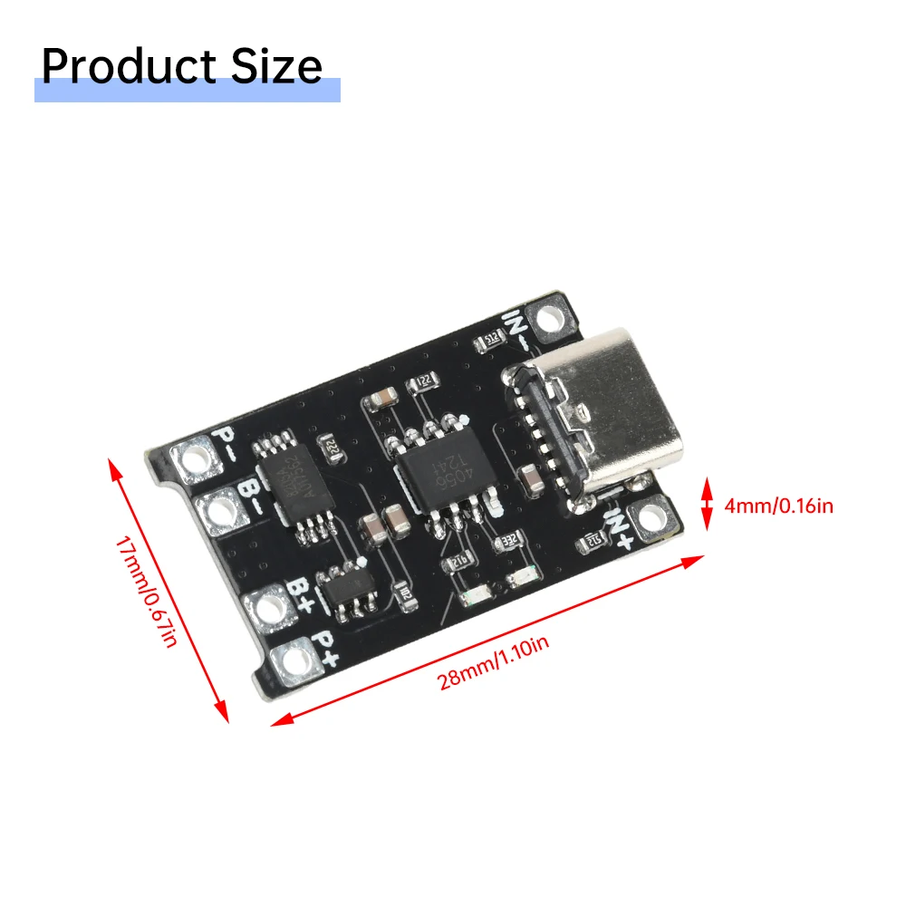 Type C DC 4-8V TP4056 Li-ion Battery Charging Module 1.2A With BAT-VDD Anti-Backflow And Anti-Reverse Connection Functions