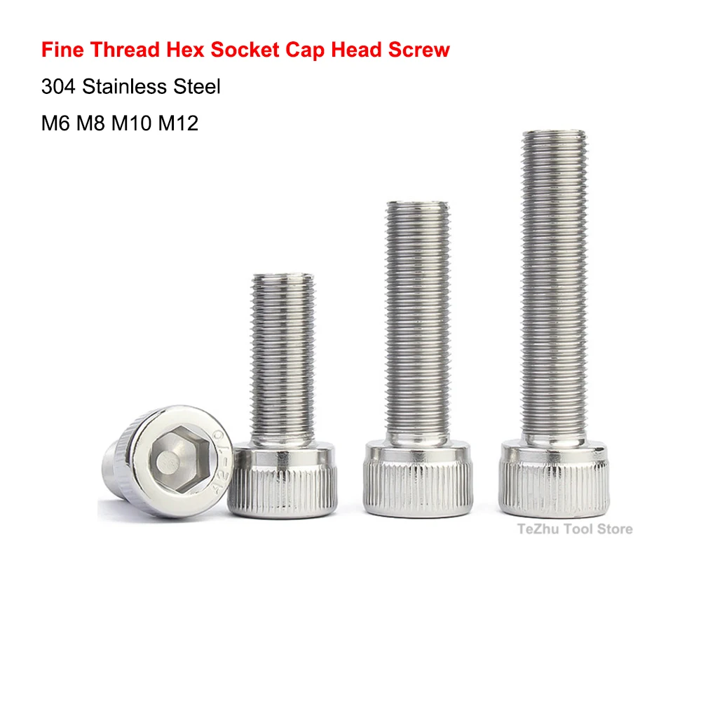 Шестигранная розетка из нержавеющей стали 304 с тонкой резьбой, винт с круглой головкой и шестигранной головкой M6 M8 M10 M12 Шестигранная розетка из нержавеющей стали 304 с тонкой резьбой, винт с круглой головкой и шестигранной головкой M6 M8 M10 M12