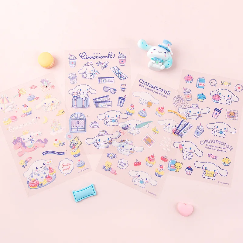 Sanrio 24pcs Cartoon Sticker Kawaii Hello Kitty Kuromi Pet Goo Card Sticker Decorative Cartoon Waterproof Stationery Wholesale