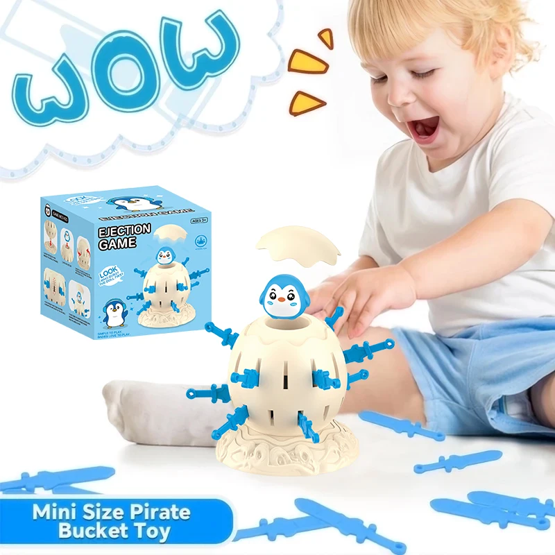 

Mini Penguin Pirate Bucket Frog Shooter Bucket Children's Puzzle Board Game Thinking Training Interactive Toy