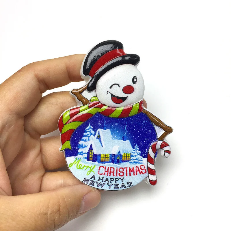 

American Country Cottage Snow Scene 3D Resin Fridge Magnet, Christmas Decorations Home Decor Items Cute Magnets for Fridge