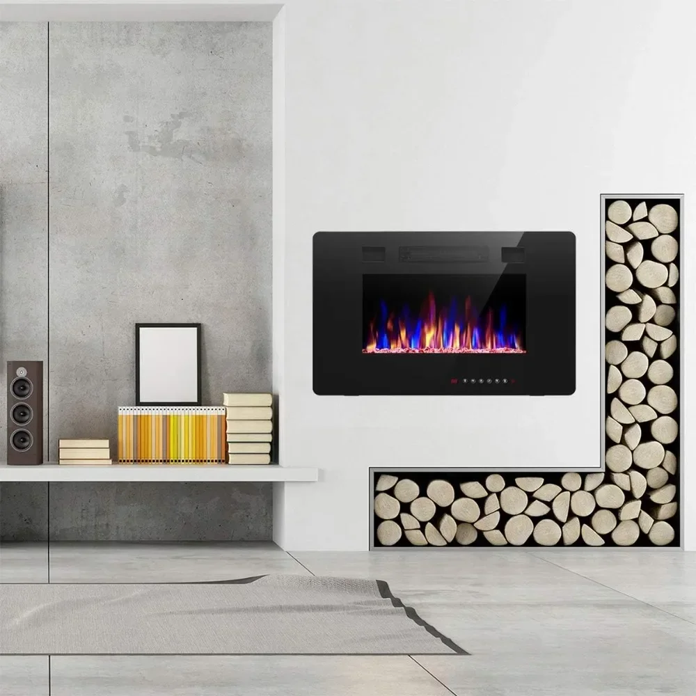 

68 inch Recessed and Wall Mounted Electric Fireplace, Ultra Thin and Low Noise,Fit for 2 x 6 Stud, Remote Control with