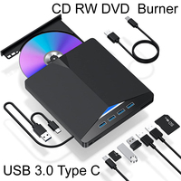 7-in-1 USB 3.0 Type C External CD RW DVD Optical Drives Tray Type DVD Burner Recorder Reader Player for Laptop Notebook PC Deskt