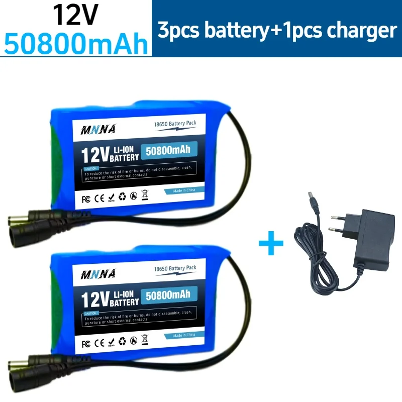 

12V 3S2P battery pack, 3 lithium-ion batteries+charger, portable and suitable for LCD monitoring, power supply for electric toys