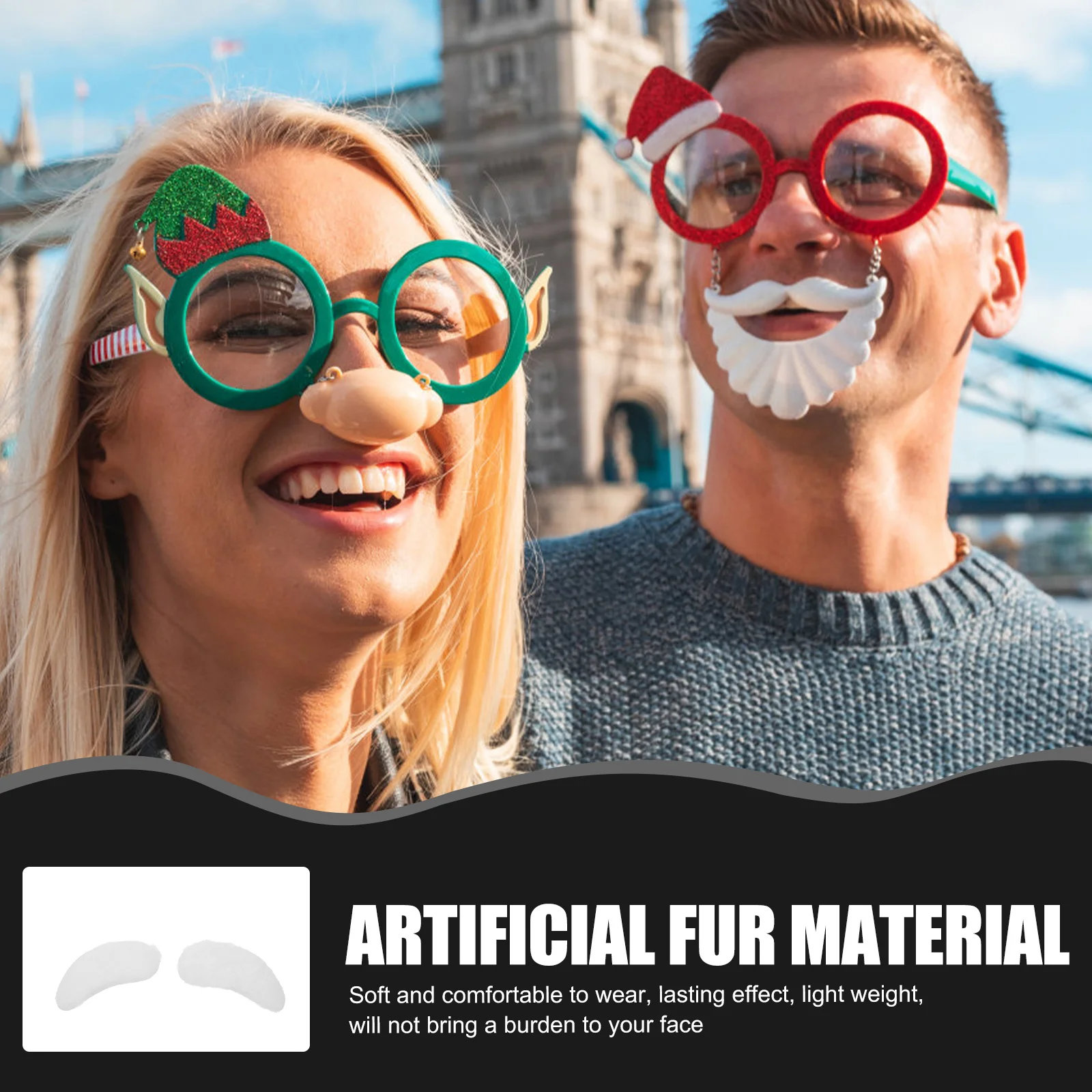 

6 пар рождественских самоклеящихся бровей Санта-Клауса, накладные брови, товары для косплея, аксессуары для костюма Санты