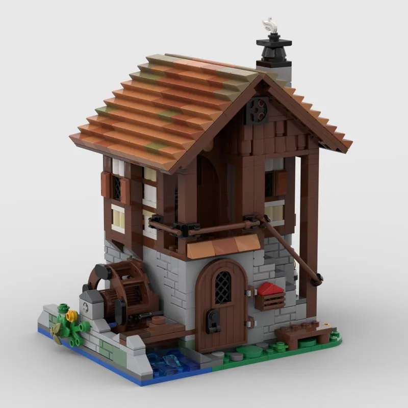 Medieval Water Mill 1000pcs DIY Kit - Unique Architecture Gift, MOC Building Blocks Set for Adults & Kids, Ideal for Model Villa