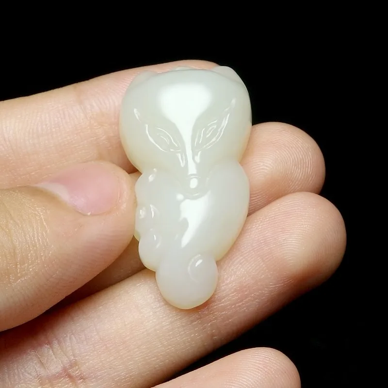 Natural Hetian White Jade Fox Jade Pendant for Men and Women