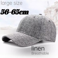 Summer Big Head 65cm Cotton Linen Baseball Caps Unisex Big Size Solid Color Breathable Snapback Cap Men's Fashion Visor Sun Hats