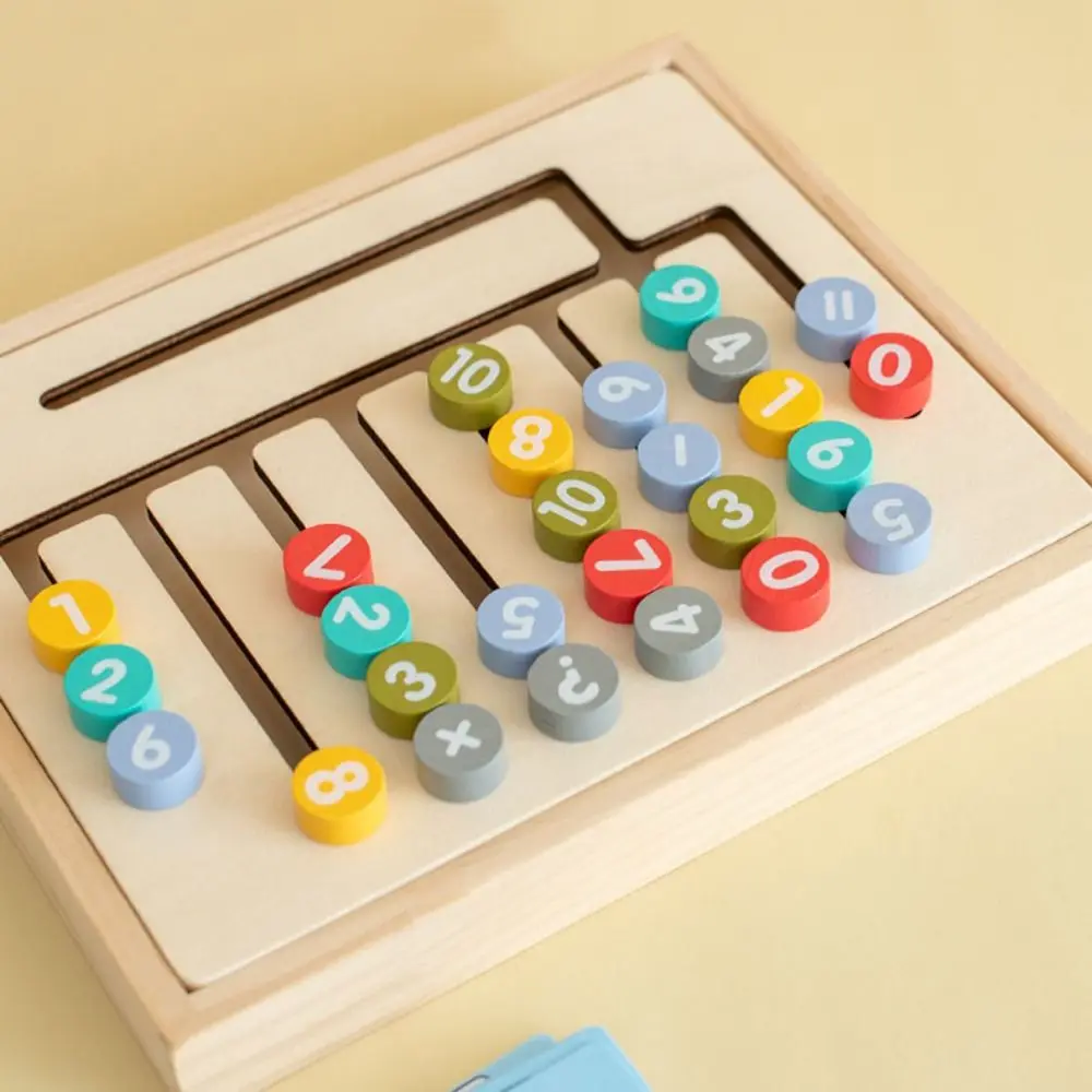 Número de madeira inglês dupla face xadrez montessori quebra-cabeça pensamento lógico treinamento dos desenhos animados educação precoce ferramenta aprendizagem matemática