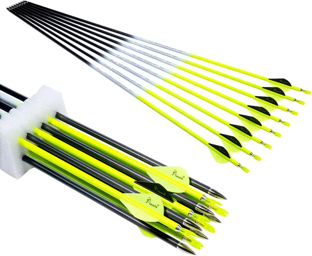 

Archery Carbon Arrow 28 29 30 inch 300 340 350 400 Spine Practice Hunting Arrows for Compound Recurve Bow 12PCS