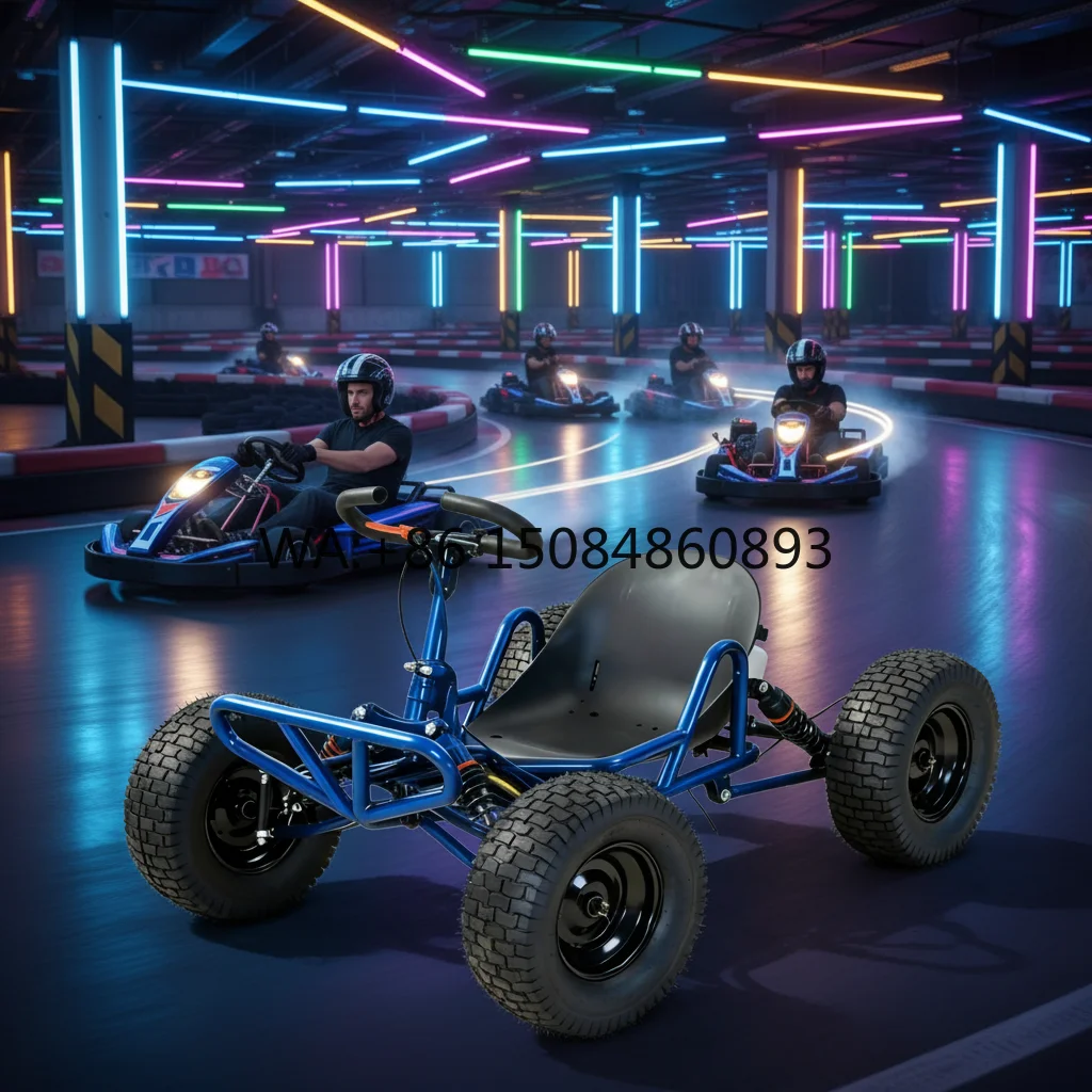 8 Inch Fat Tire Off-Road Go Kart, High Carbon Steel Frame Stable Power Component Shock Absorber LED For Night Outdoor Riding
