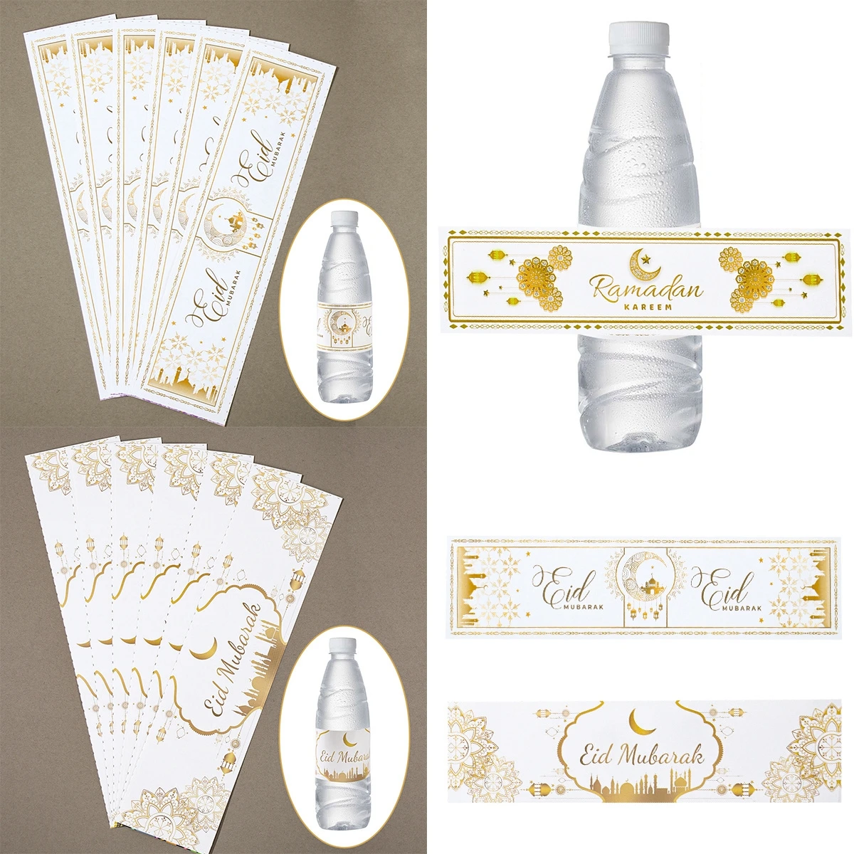 Ramadan Mubarak adesivi per bottiglie d'acqua regalo decorativo bottiglia musulmana islamica etichetta adesiva Eid Al-fitr forniture per la decorazione del partito