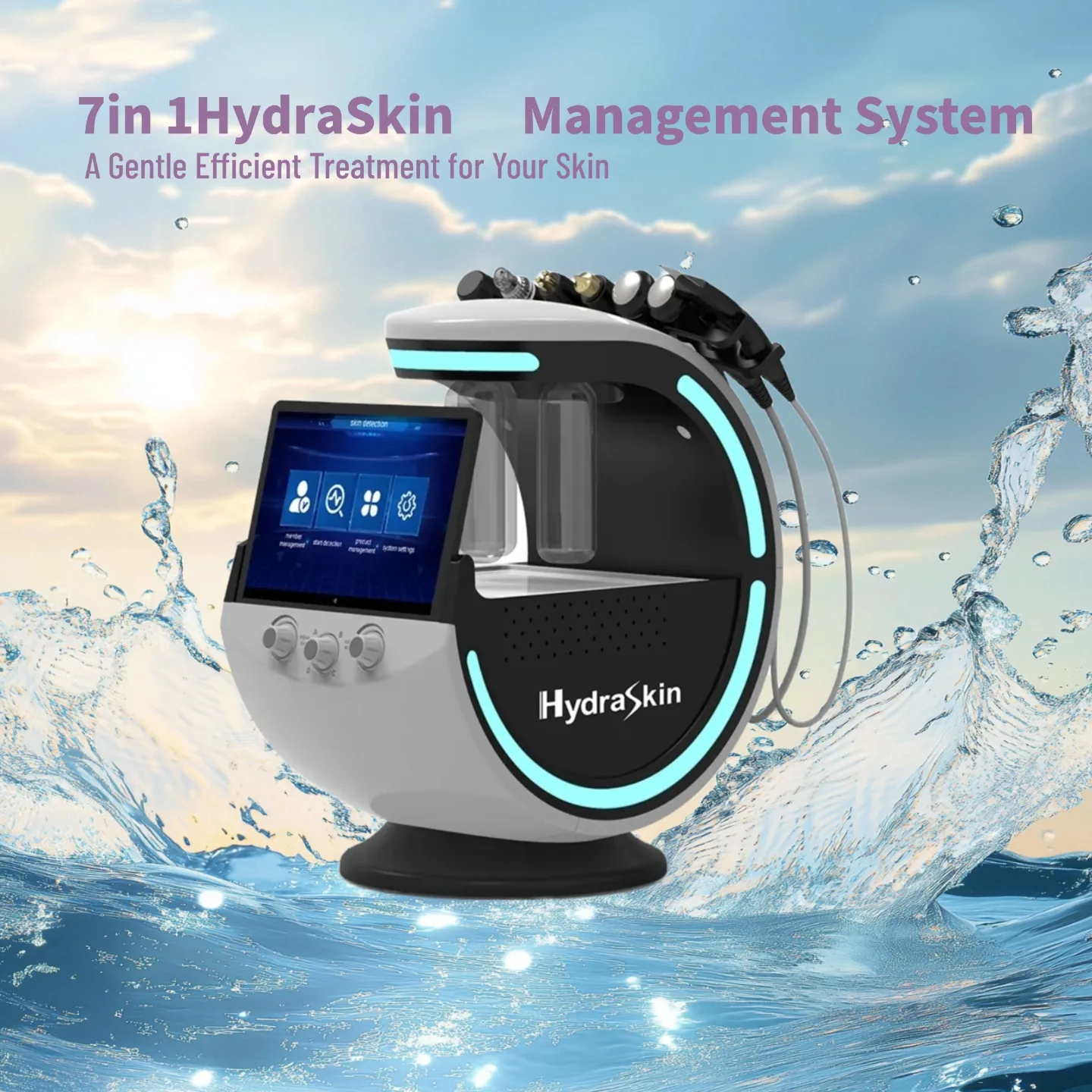 

Ice Blue Terrazzo Hydro Facial Machine 7-in-1 Hydra Skin Care Grinding Machine with Skin Analysis Multi-functional for Beauty