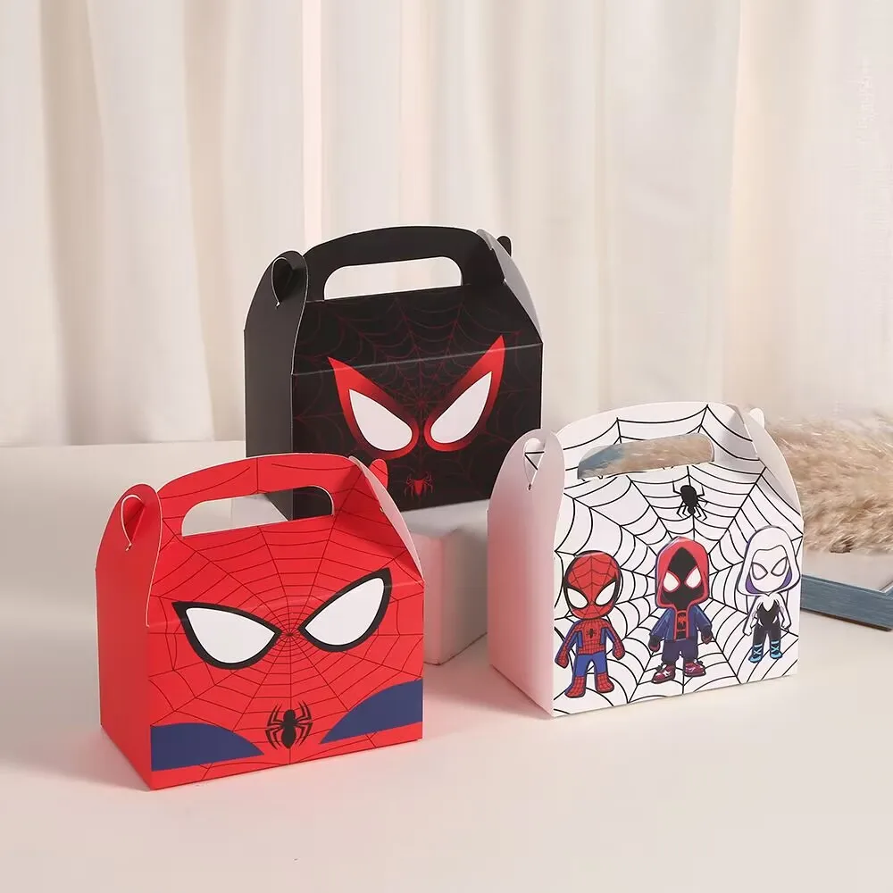 Disney Spiderman pudełko cukierków Cartoon pudełko na prezent z podręcznym na Baby Shower pudełko na urodziny artykuły dekoracyjne na imprezę dla