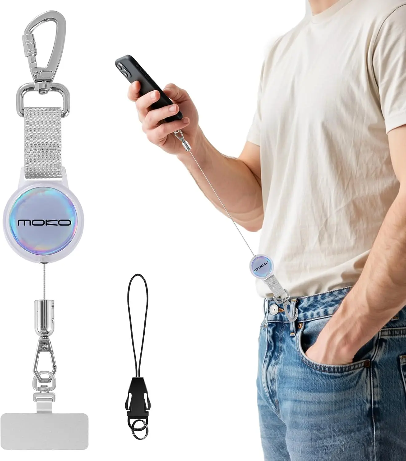 MoKo Anti-theft Phone Tether Retractable Lanyard