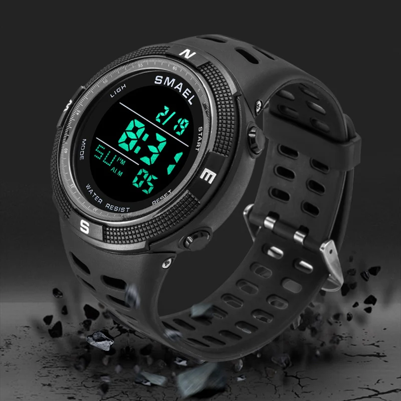 SMAEL Watch Men Outdoor Sport Chrono Digital Wristwatch Timer Waterproof Military Army Mens Watches LED Display Electronic Clock