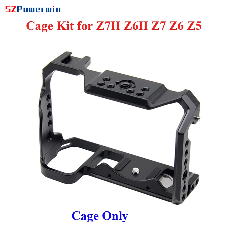 Powerwin for Nikon Z7II Z6II Z7 Z6 Z5 Camera Cage Kit Universal Handheld Rig Frame Gimbal Arri Locating Screw Wooden Handle