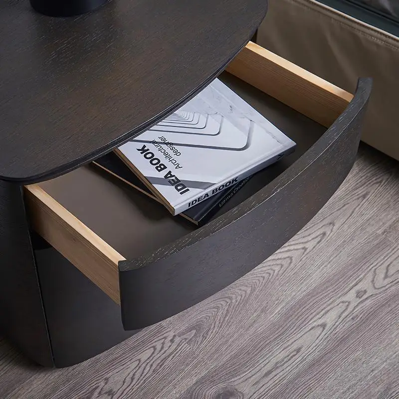 Madera maciza minimalista italiana, mesita de noche de diseño, lujo ligero creativo, almacenamiento para dormitorio principal, armario pequeño