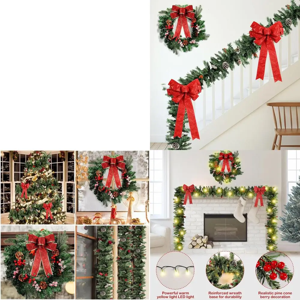 

15ft Pre-lit Artificial Pine Christmas Garland with 100 LED Lights for Indoor & Outdoor Holiday Decor