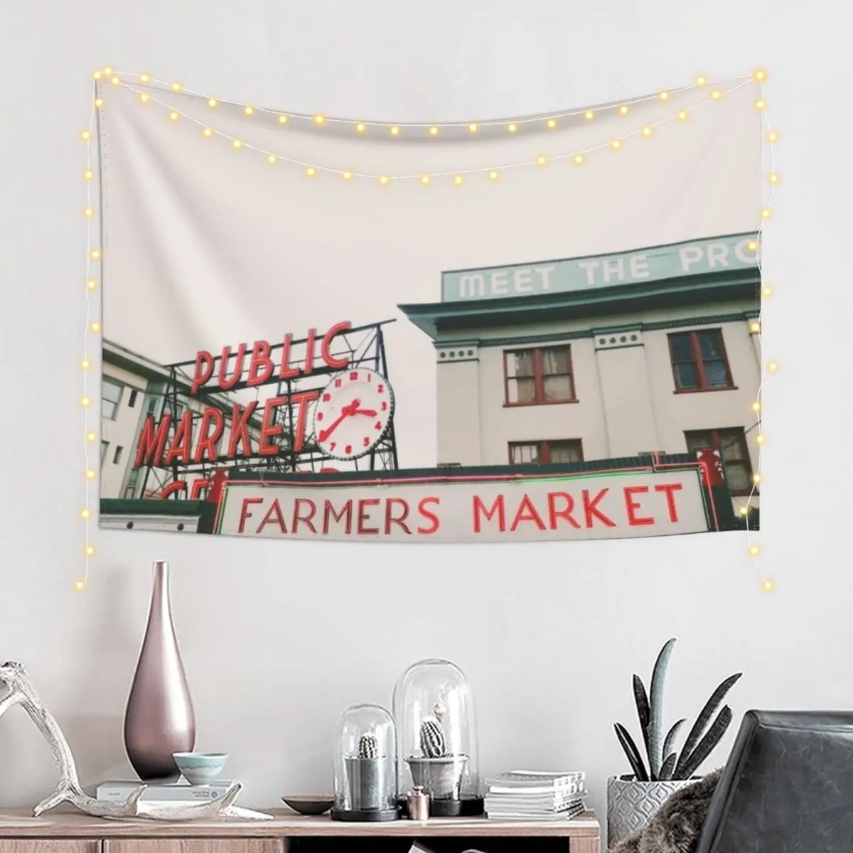 Pikes Place Market - Seattle Tapestry Decorative Wall Mural Wall Deco Tapestry