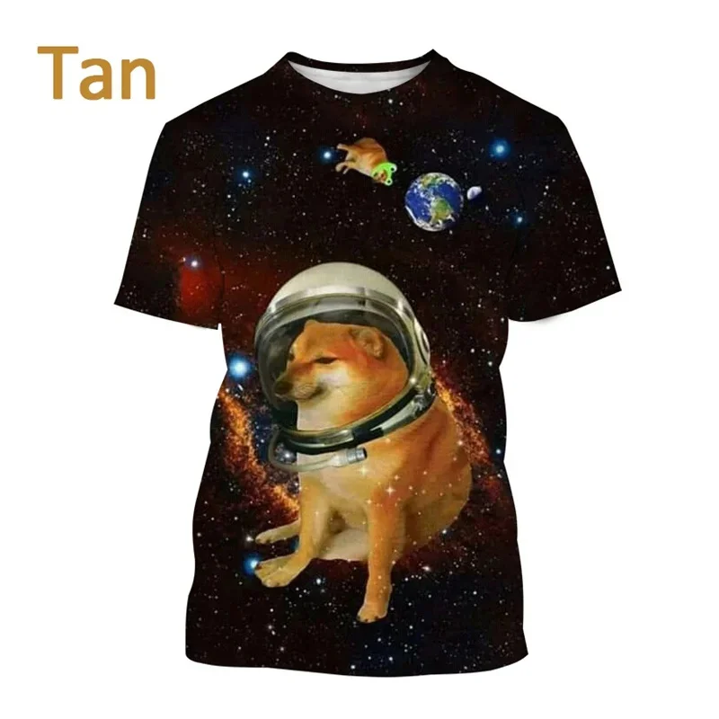 Astronaut Doge Dogecoin Graphic T Shirt For Men Clothing Fashion Meme Cheems Fan T-shirt Casual 3D Shiba Inu Printing Tee Tops