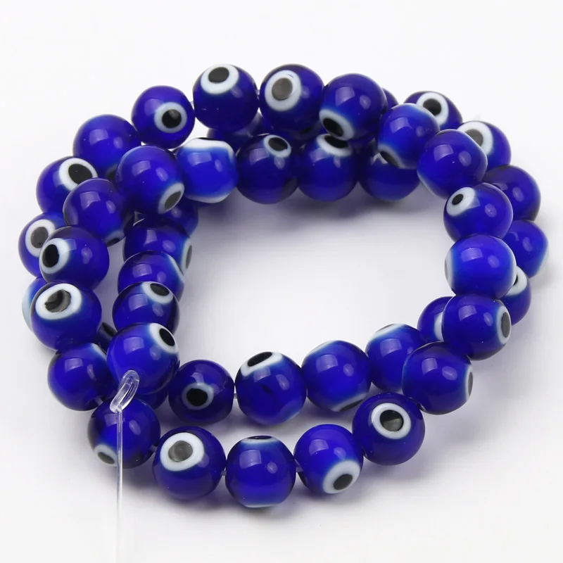 8mm Mix Colorful Blue Eyes Beads Handmade Glass Liuli Beads for Jewelry Making DIY Bracelet Necklace 48pcs bead