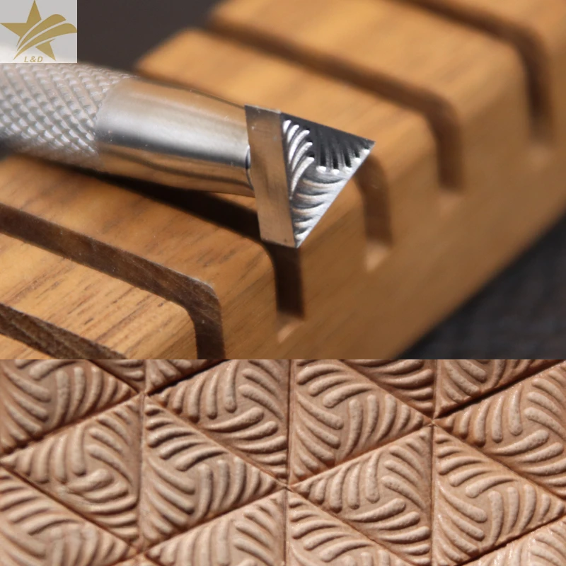 

304 Stainless Steel Leather Carving Stamp Tool,Triangle Combination Punch Leather Craft Punching Tool Embossing Stamps