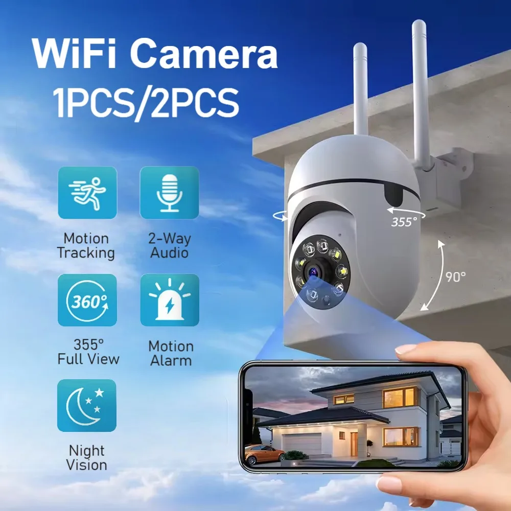 

1 шт./2 шт. 2-мегапиксельная IP-камера, система видеонаблюдения для умного дома, поддержка двустороннего аудио, обнаружение движения, сигнализация, уведомление, нажим