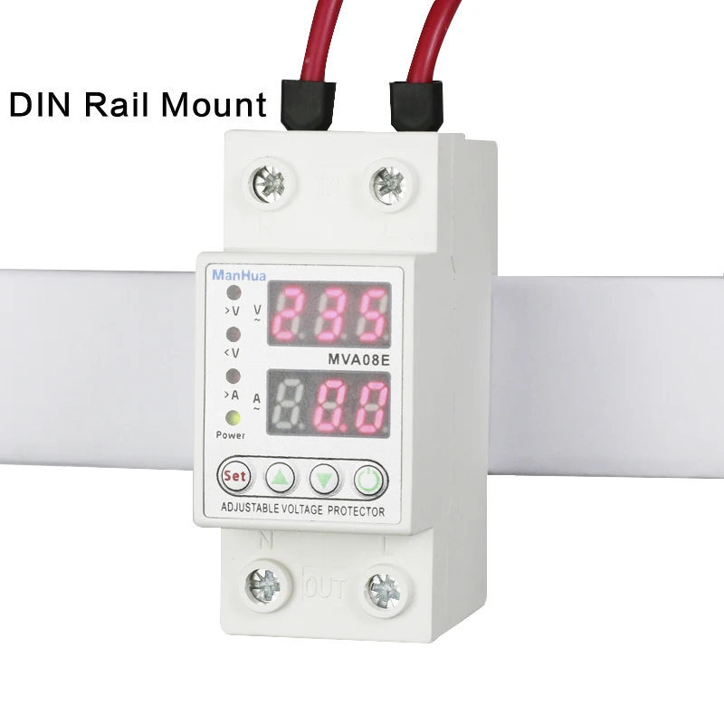 220V 40A 63A Digital Overvoltage Relay HD Touch Display Intelligent Undervoltage Protector Relay Reset Protection Din Rail Mount