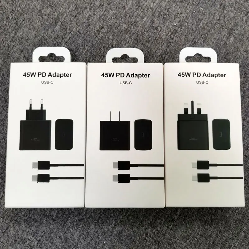 

45W EU US UK Plug Super Fast Charger Type C Cable for Galaxy S20 S21 S22 S23 S24 Note 20 Ultra 10 Plus Z Flip Fold 6 5 4 3 2 A73