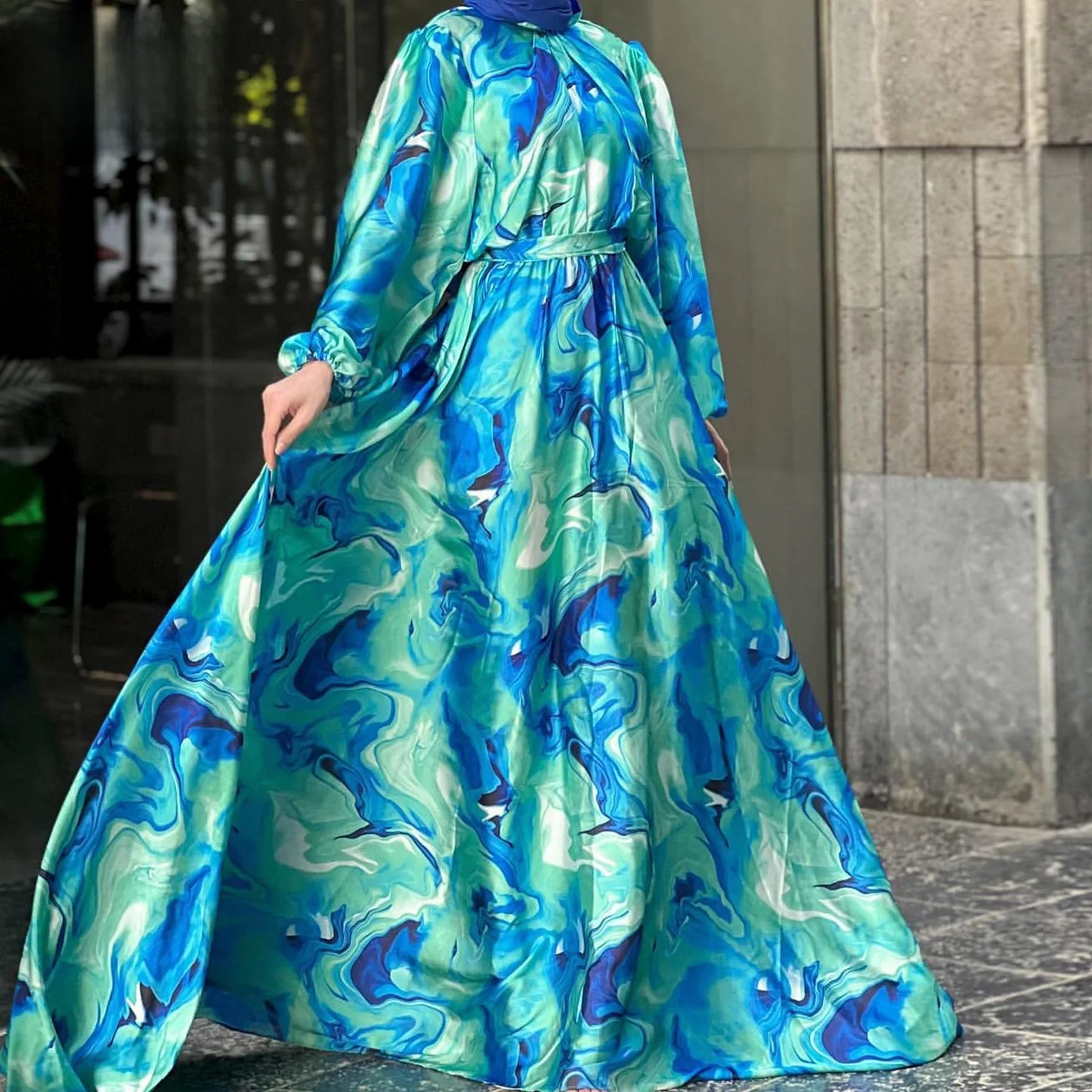 

Middle East Pure Beau Floral Print Long Dr Ankle-Length Lo LR723 Autumn Long Sve Men's Set Other Sets