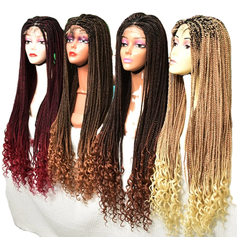 Long Length Synthetic Hair Extensions Lace Wig Braid Wig Color Braid Wig for Black Women