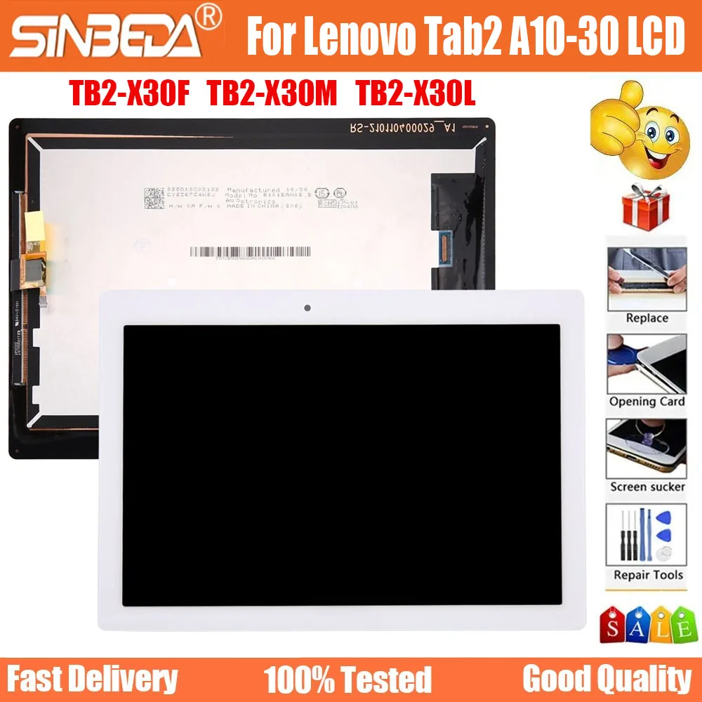 

10.1" AAA +++ for Lenovo Tab 2 A10-30 TB2-X30F TB2-X30M TB2-X30L LCD Display Touch Screen Digitizer Assembly Replacement Parts