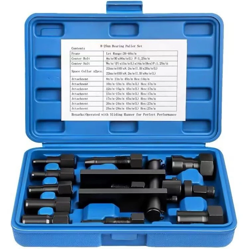 10pcs Practical Bearing Puller Motorcycle Bearing Removal Tool Puller with Box Motorcycle Internal Bearing Puller Kits