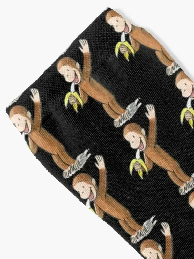 Curious George eating a banana Socks winter thermal sports and leisure valentine gift ideas Socks For Men Women's