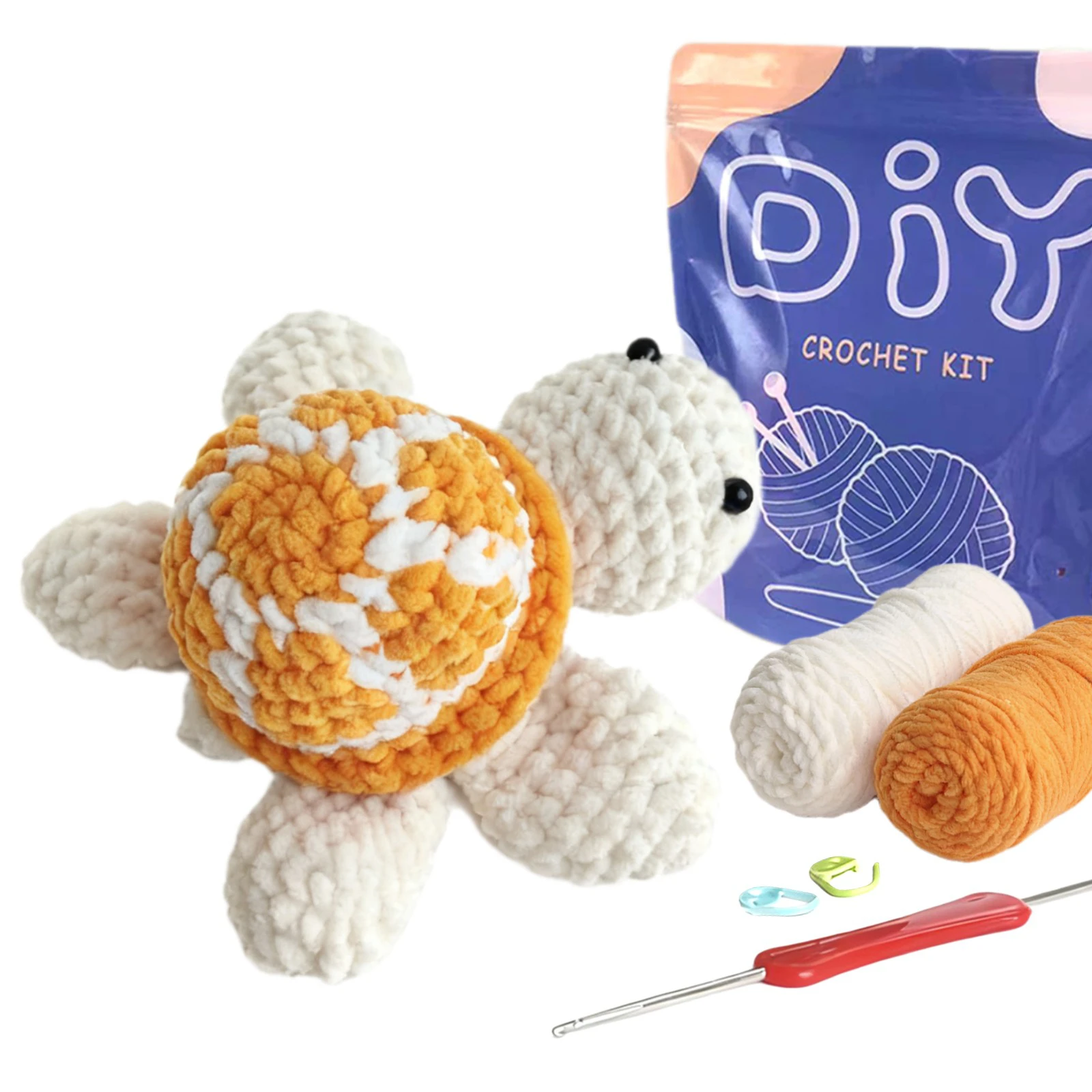 AMAXIN Turtle Crochet Kit for Beginners Cute Fruit Shell Amigurumi Starter Set with Yarn and Video Tutorial