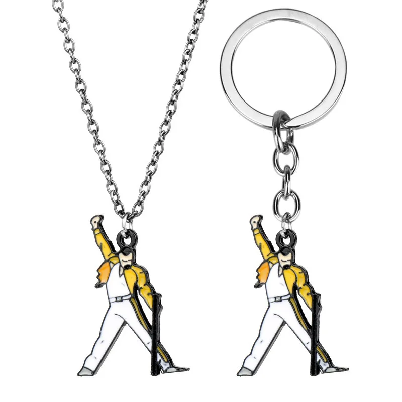Queen Freddie Mercury Classic Rock Star Metal colgante collar llavero joyería de moda