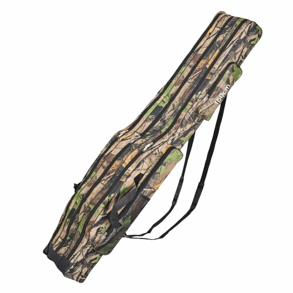 Portable 3 Layers Fishing Rod Bag Oxford Fabric Folding Design Fishing Reel Bag Waterproof Fishing Storage Bag Fishing Trip