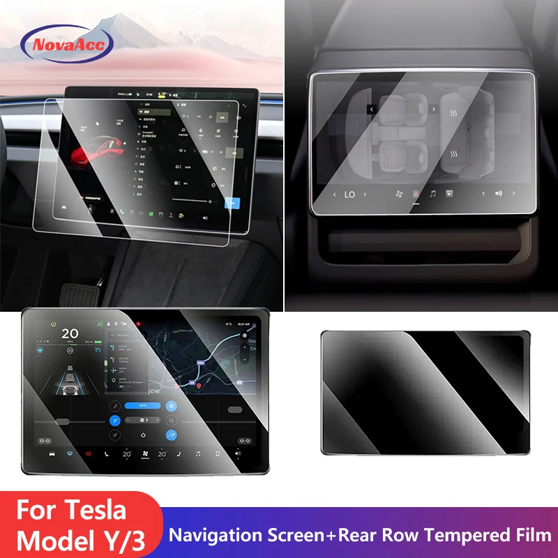 Tempered Glass Film Protector for New Tesla Model 3 Y Highland 2024 Rear Row Center Control Touch Screen Protective Film